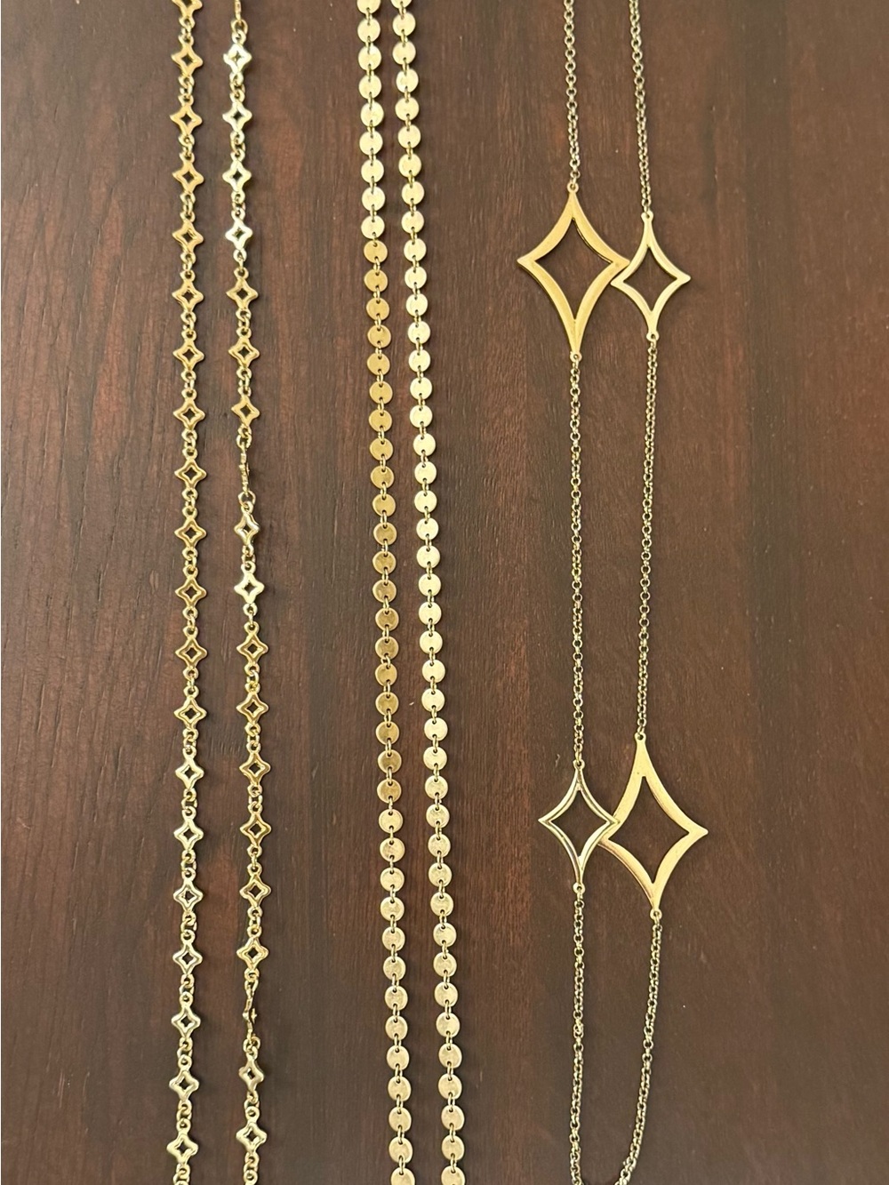 Set of 3 Gold Tone Long Layering Necklaces